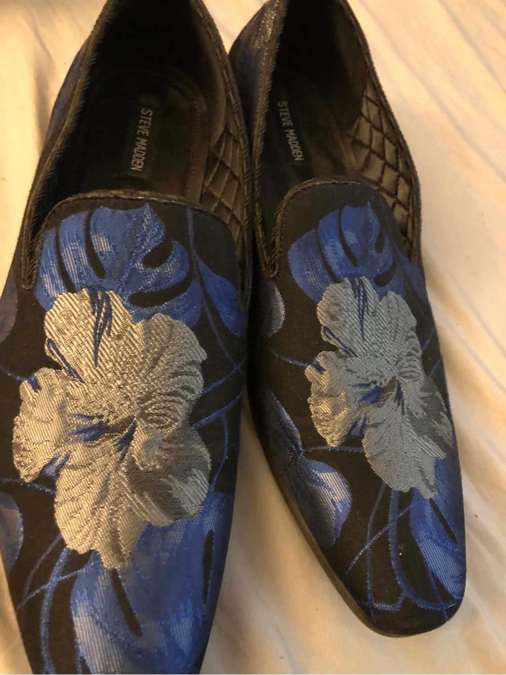 Steve Madden Blue & Silver Floral Slip-On Loafers - Picture 3 of 5